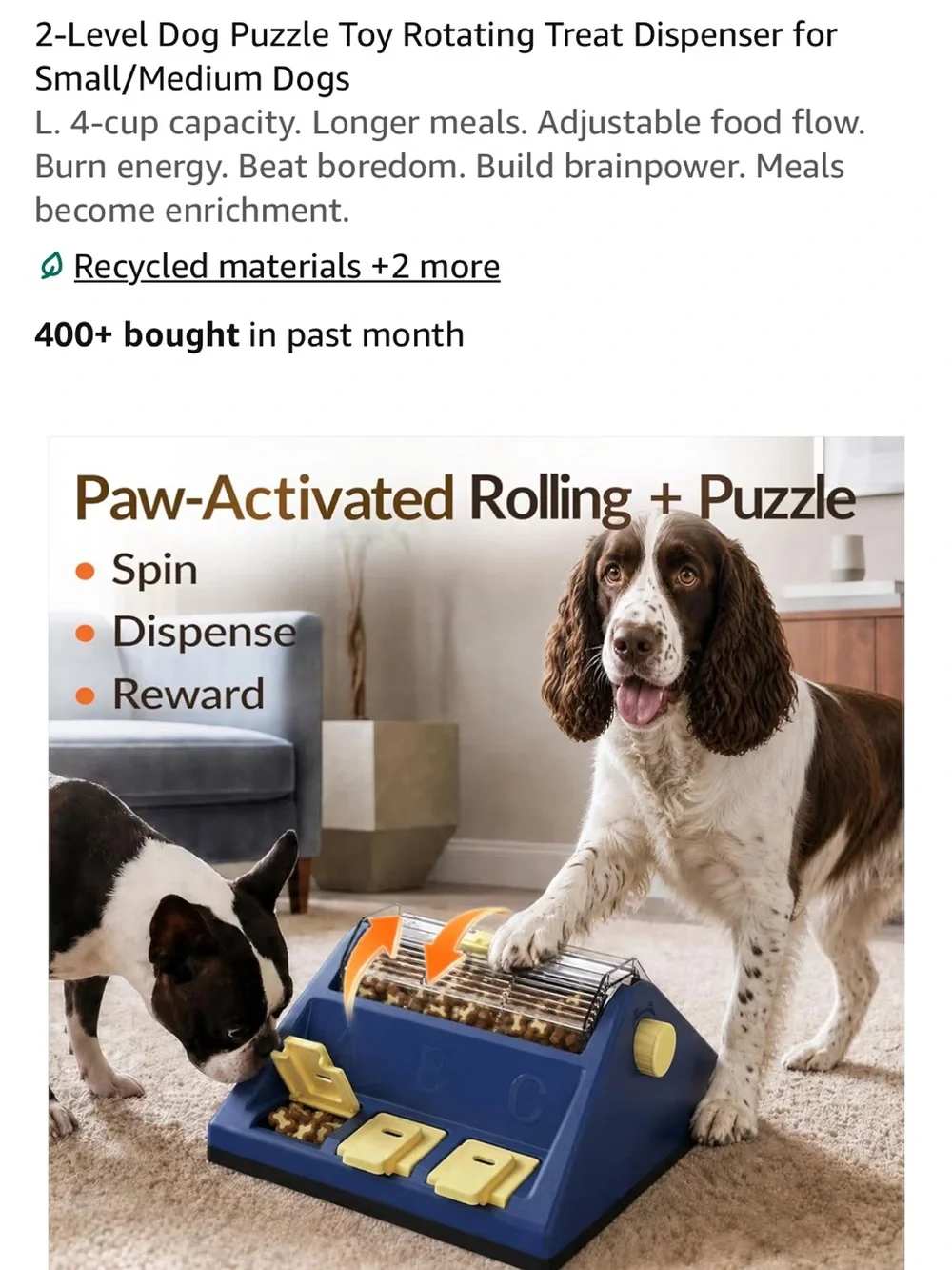 ADT Barrel Dog Puzzle Toy - Blue & Yellow